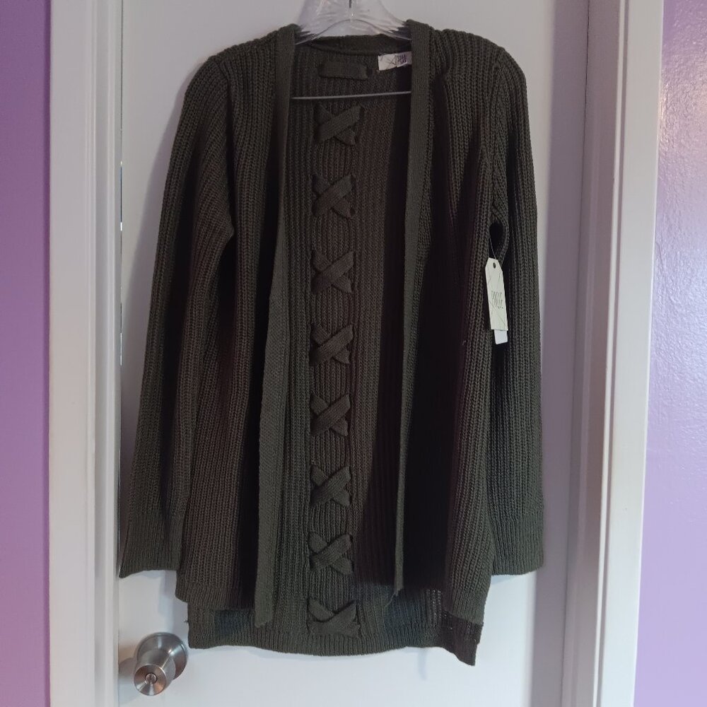 Back Criss Cross Detail Pinque Jamelya Cardigan Size Small NWT